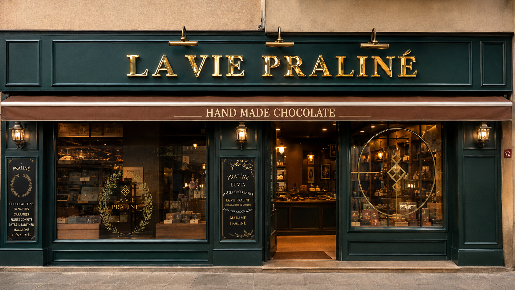 La Vie Praliné Gold Kabartma Harf Cephe Tabelası uygulama fotoğrafı
